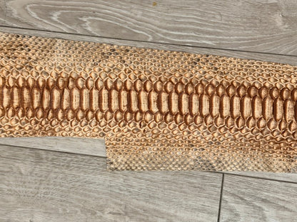 Tan Brown Center Natural Pattern Satin Genuine Reticulated Python Snake Leather Belly 485 product photo 3