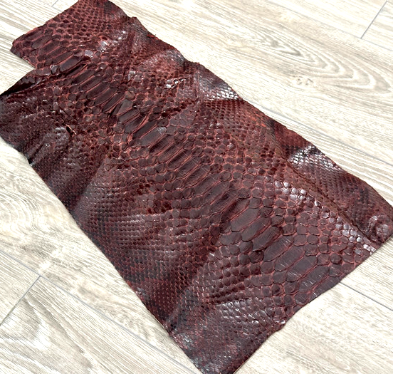 Wine Genuine Python Remnant Snakeskin Leather real scrap hide snake skin boa 296