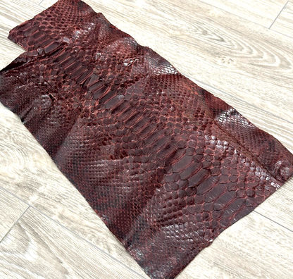 Wine Genuine Python Remnant Snakeskin Leather real scrap hide snake skin boa 296