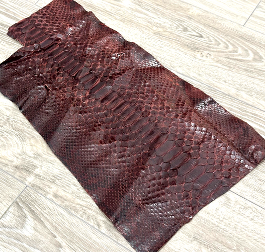 Wine Genuine Python Remnant Snakeskin Leather real scrap hide snake skin boa 296