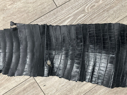 Black Genuine Alligator Tail Hide Leather Skin Piece Scrap Gator Croc Belly 975