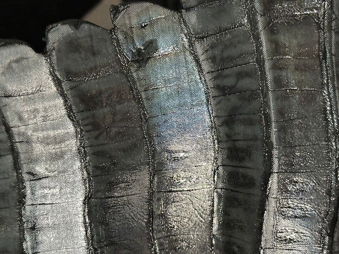 Silver On Black Metallic Holographic Genuine Caiman Crocodile Leather CMN603 product photo 4