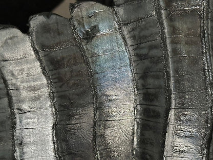 Silver On Black Metallic Holographic Genuine Caiman Crocodile Leather CMN603 product photo 4