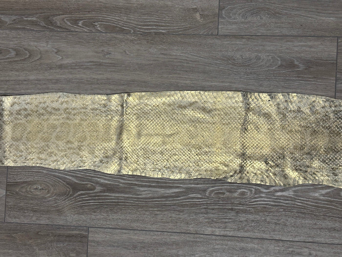 Gold on Natural Genuine Anaconda Leather hide snake skin python Boa rattle 285