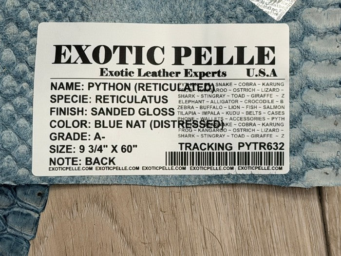 Denim Blue Natural Pattern Sanded Gloss Genuine Python Leather product photo 8