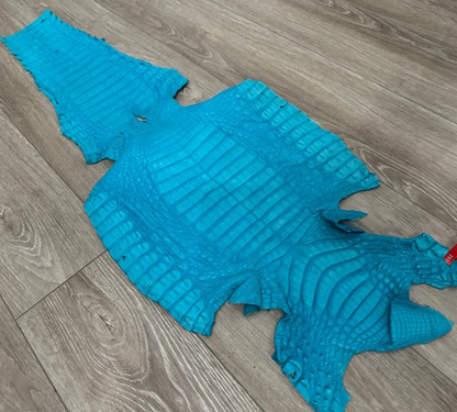 Turquoise Satin Genuine Caiman Crocodile Leather product photo 1