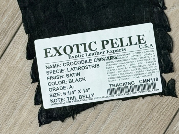Black Satin Genuine Caiman Crocodile Leather CMN118 product photo 3