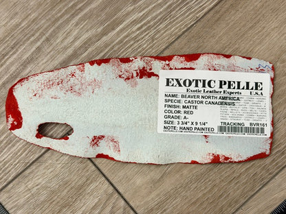 Red Painted Matte Genuine North American Beaver Tail Leather 161 product photo 3