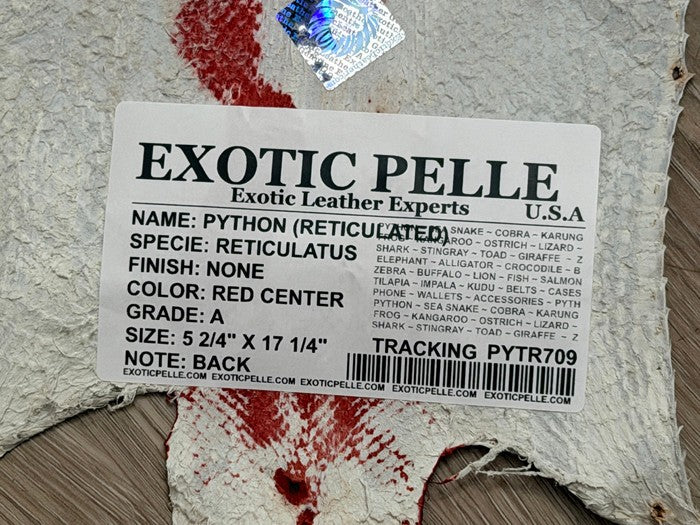 Genuine Reticulated Python Leather Red Center, product photo 3