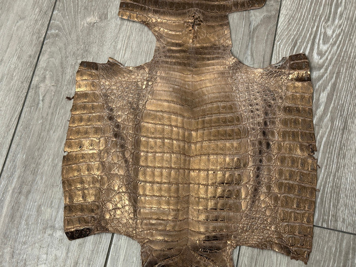 Bronze Metallic Genuine Caiman Crocodile Belly Hide Leather Skin Alligator 512