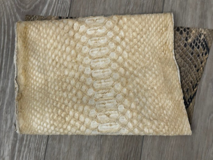 Tan Genuine Python Snakeskin Leather real hide Brown piece snake skin Rattle 319
