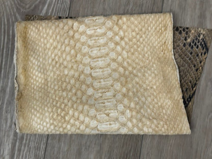 Tan Genuine Python Snakeskin Leather real hide Brown piece snake skin Rattle 319