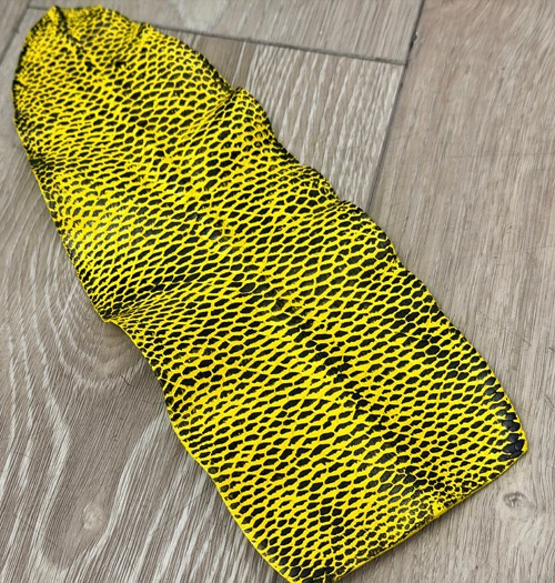 Black On Yellow Painted Matte Genuine North American Beaver Tail Leather 155 product photo 1