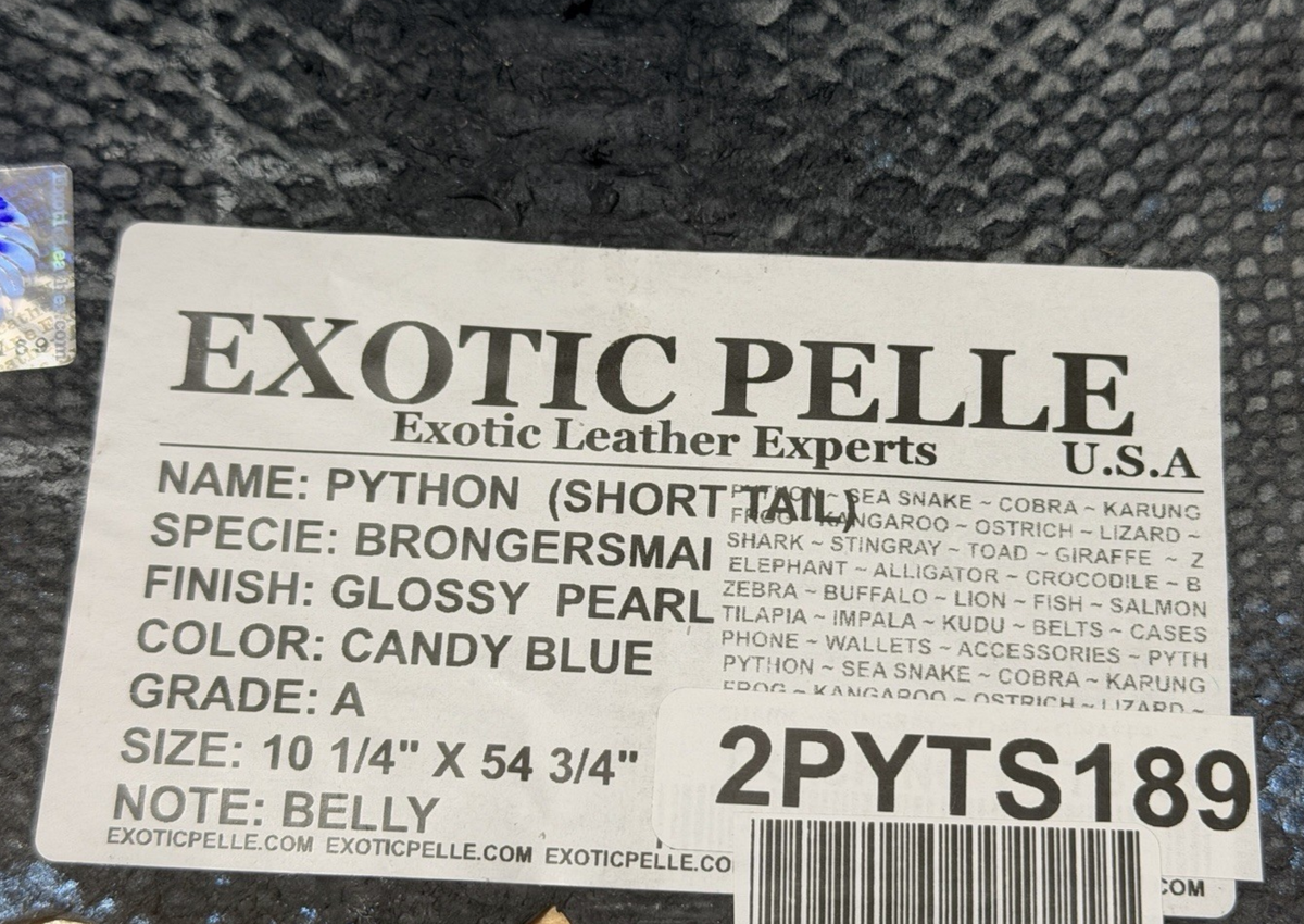 Candy Blue Glossy - Pearl Genuine Python Snake Leather 2 189 product photo 5