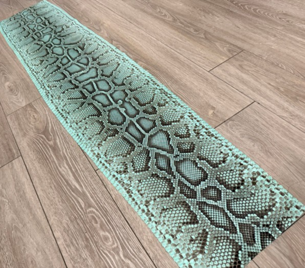 Tiffany Light Blue Natural Pattern Glossy Genuine Burmese Python Snake Leather 221 product photo 1