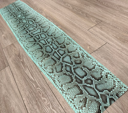 Tiffany Light Blue Natural Pattern Glossy Genuine Burmese Python Snake Leather 221 product photo 1