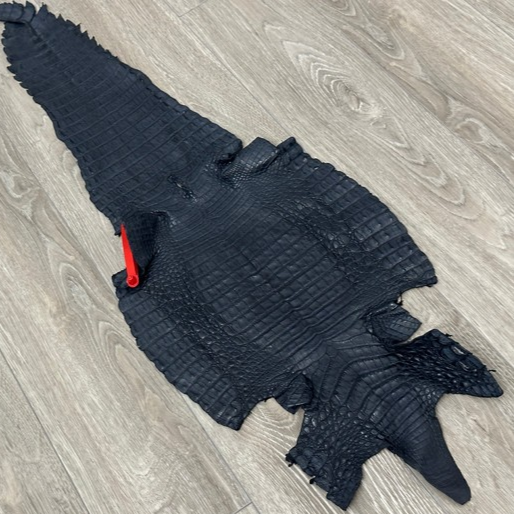 Blue Navy Genuine Caiman Crocodile belly Hide Leather Skin Gator Croc 548