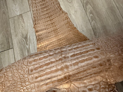 Champagne Metallic Genuine Caiman Crocodile Leather product photo 3