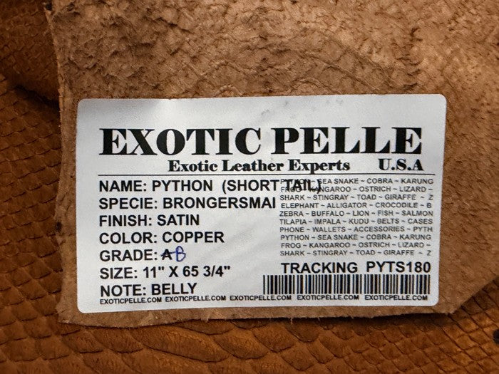 Copper Satin Genuine Short-Tail Python Snake Leather 180 product photo 4
