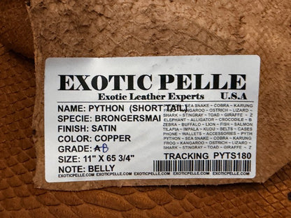 Copper Satin Genuine Short-Tail Python Snake Leather 180 product photo 4