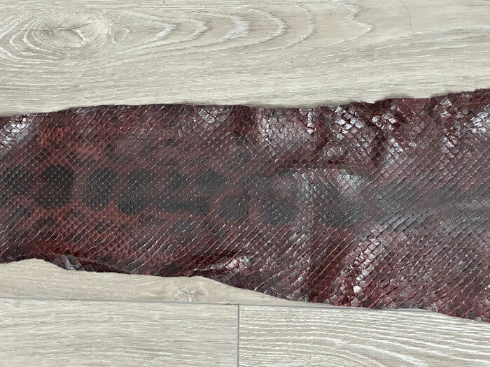 Wine Glossy Genuine Anaconda Leather real hide snake skin python boa rattle 254