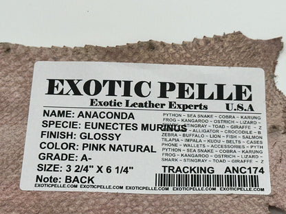 PINK Natural Genuine Anaconda Snake skin Leather real hide python boa rattle 174