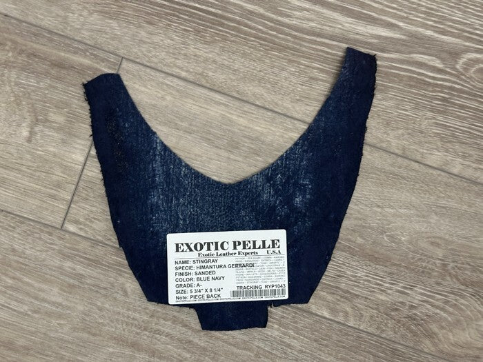 Blue Genuine Polished Sanded Stingray Hide Skin Sting Ray Leather Shagreen 1043