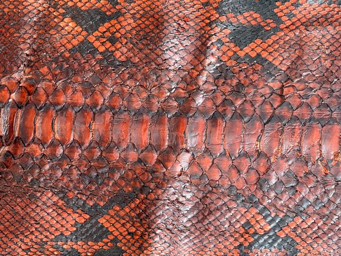 XXL Mahogany Natural Pattern Glossy Rustic Genuine Reticulated Python Snake Leather 628 product photo 7