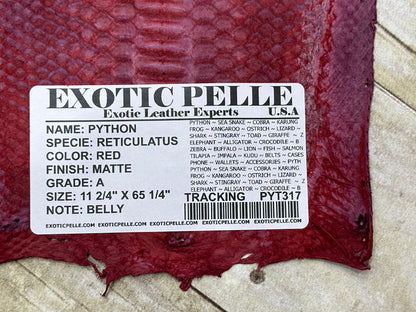 Red Big Genuine Python Leather wine real hide snake skin Rattle Jumbo Boa 317