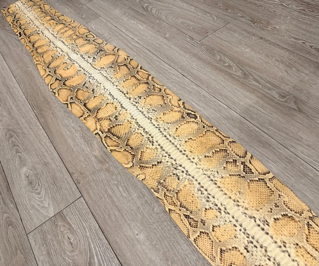 Honey Natural Pattern Glossy Genuine Burmese Python Snake Leather 207 product photo 1