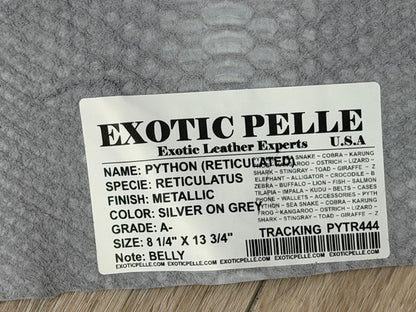 Silver On Gray Metallic Genuine Reticulated Python Snake Leather 444 product photo 3
