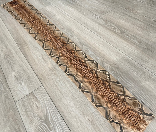 Tan W Brown Center Satin Genuine Reticulated Python Snake Leather 617 product photo 1