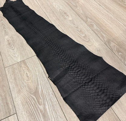 Black Satin Genuine Python Leather PYTR518 product photo 1