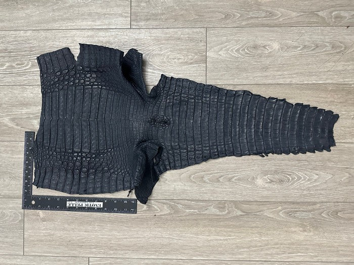 XXL Blue Navy Genuine Caiman Crocodile belly Hide Leather Skin Gator Croc 374