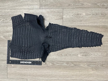 XXL Blue Navy Genuine Caiman Crocodile belly Hide Leather Skin Gator Croc 374