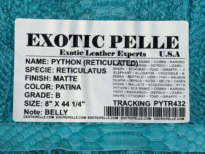 Patina Genuine Reticulated Python Snake Leather Matte 432 product photo 3