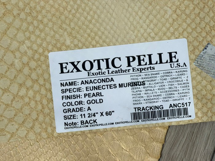 Tan Gold Pearl Genuine Anaconda Snake Leather 517 product photo 3