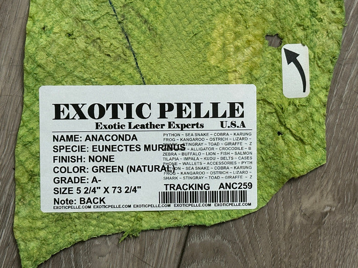 Green nat Genuine Anaconda Snakeskin Leather real hide snake skin python boa 259