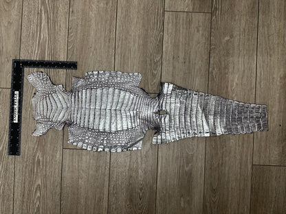 Silver On Purple Metallic Genuine Caiman Crocodile Leather product photo 2