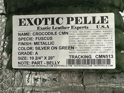 Green Metallic Genuine Caiman Crocodile Belly Hide Leather Skin Alligator 512