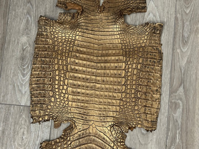 Copper Satin Genuine Caiman Crocodile Leather CMN586 product photo 3