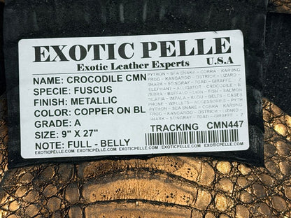 Copper On Black Metallic Genuine Caiman Crocodile Leather 447 product photo 4