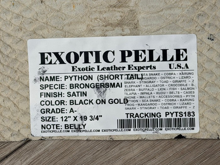 Black On Gold Satin Genuine Short-Tail Python Snake Leather 183 product photo 6