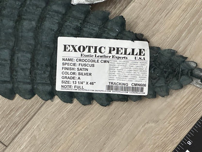 XL Silver Genuine Caiman Crocodile belly Hide Leather real alligator Croc 606