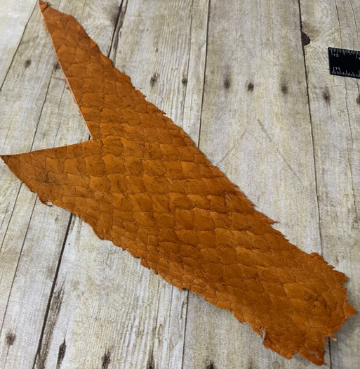 Pumpkin Genuine Pirarucu Leather Arapaima Gigas Fish Piece PIR263