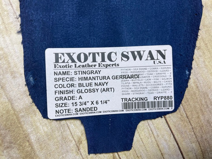 Navy Genuine Polished Sanded Stingray Hide Skin Sting Ray Leather Shagreen 880