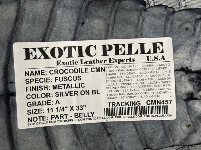 Silver Metallic Genuine Caiman Crocodile Belly Hide Leather Skin Alligator 457