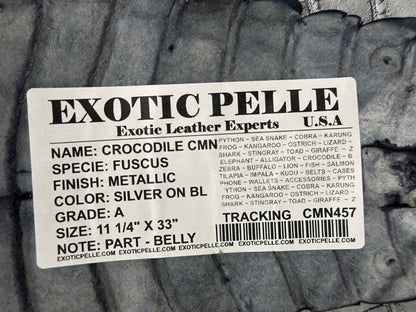 Silver Metallic Genuine Caiman Crocodile Belly Hide Leather Skin Alligator 457