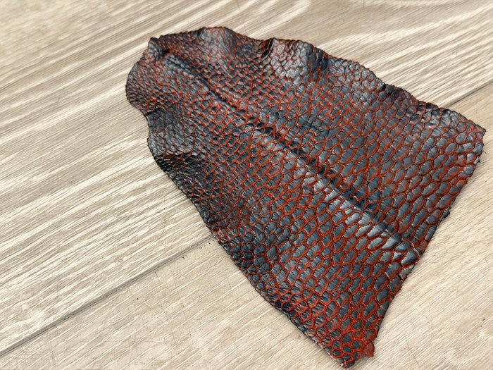Genuine Beaver Tail Leather - Black On Red Painted Matte WYSIWYG 160 product photo 3