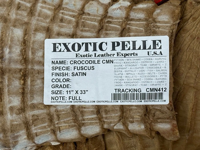 Tan Genuine Crocodile Belly Tail Hide Leather Skin real alligator Stained 412